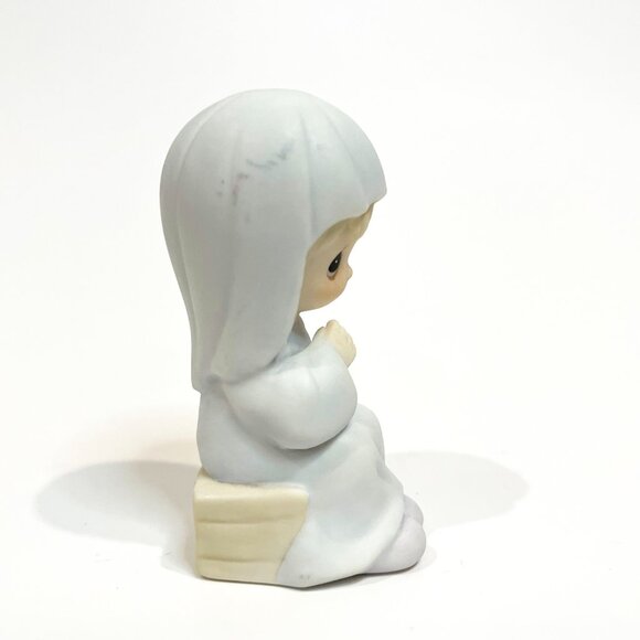 Precious Moments Come Let Us Adore Him 1982 Mother Mary Baby Jesus 2 Figurines - Picture 5 of 11